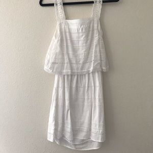 White Embroidered Open Back Dress